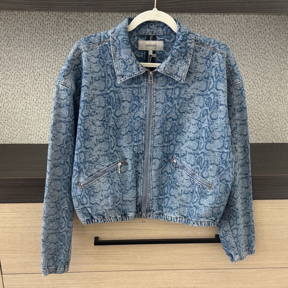 Hudson Jeans Denim Snake Print Jacket